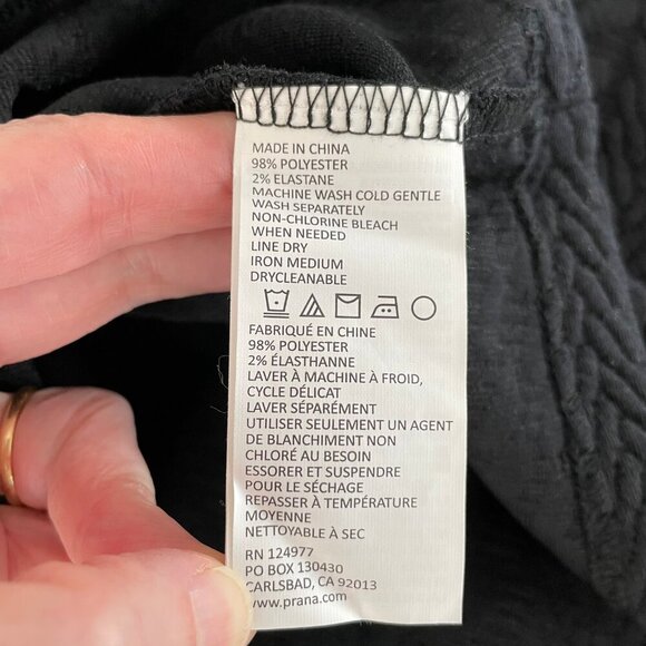 Prana Macee Raglan Slv Scoop Nk Textured Jacquard Knit Shift Dress Black XS NWT - Picture 14 of 16